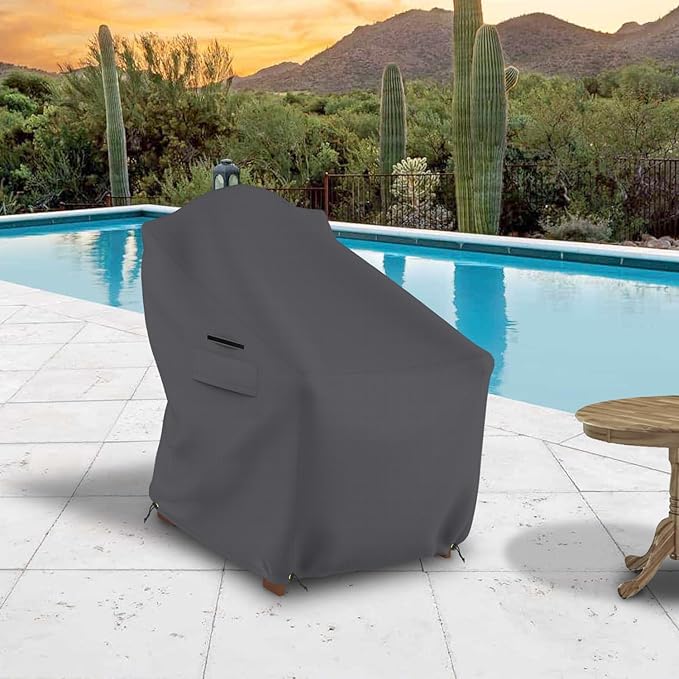 Seal Skin Covers Waterproof Adirondack Chair Cover, Heavy Duty Outdoor Furniture Cover with Drawstring, Buckles, Air Vent, Durable Fabric (Black, 40"W x 37"D x 30"H)