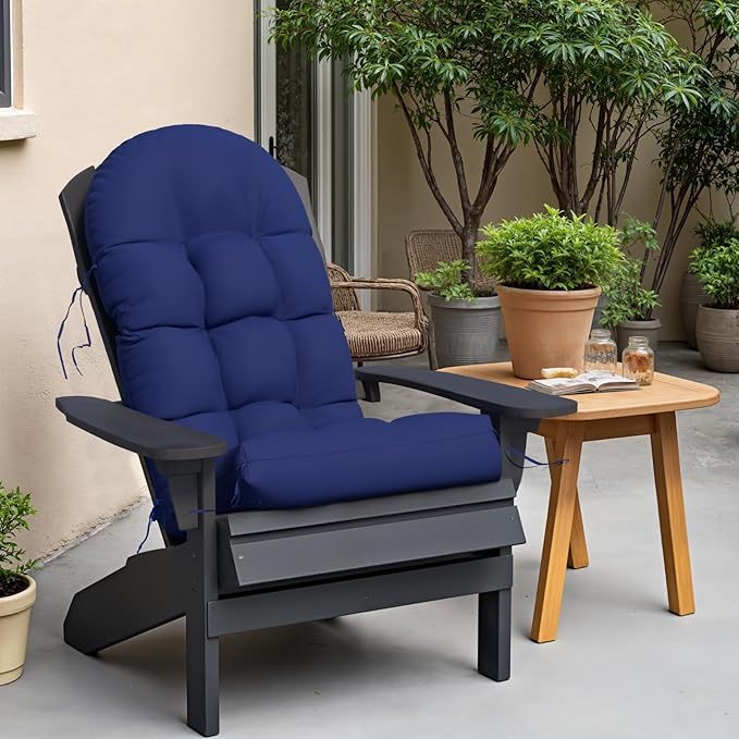 Adirondack Chair Cushion, Rocking Chair Cushions, High Back Patio Cushions, Thickened Weather Resistant Patio Cushion with 6 Ties, Non Slip Fade & Waterproof