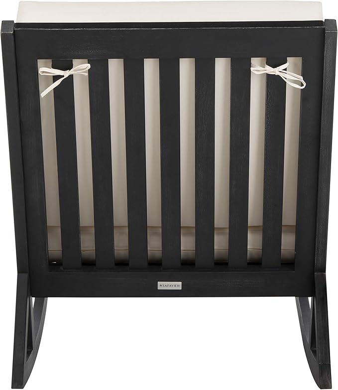 Safavieh PAT7013F Outdoor Collection Vernon White Rocking Chair, Black/Beige