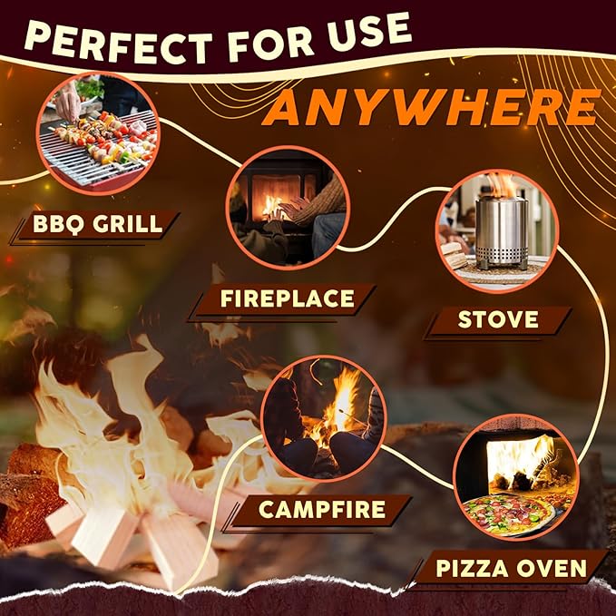 Mini Fire Stick with Fire Starters Gloves 4" Kiln Dried Pine Fire Pit Accessories Firewood Compatible with Wood Stoves, Tabletop Fire Pits, BBQ Grills & Pizza Ovens, 1 lb Box