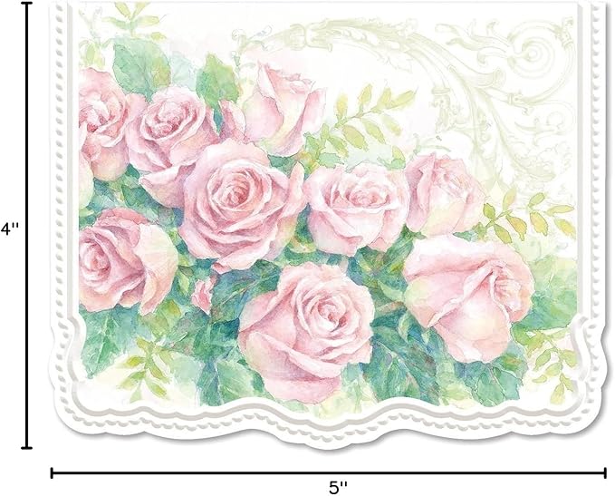 Poster Foundry Set of 3 - Rose Cascade Boxed Note Cards by Carol Wilson. 10 embossed 4x5 Die-Cut Notecards and Matching Envelopes in Decorative Gift Box with Magnetic Flap. NCP2429