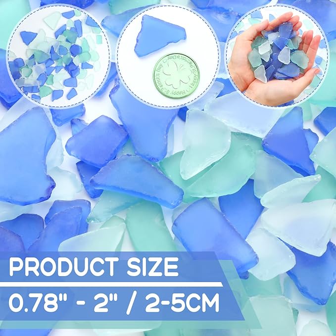 Jetec 25 oz Sea Glass for Crafts Pieces Decor Flat Frosted Sea Glass Vase Filler Crushed for Beach Wedding Party Decor Home Aquarium DIY Craft Supplies(Blue, White, Green)