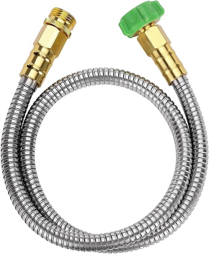UNCO 3 Feet Heavy Duty Stainless Steel Short Garden Hose, Metal, Water Hose, Non Kink, Durable, Flexible, Lightweight