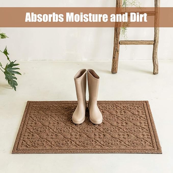 Outdoor Mats for Front Door 36 x 24 inch Large Floor Outside Entrance Welcome Exterior Entry Waterproof All-Season All-Weather Rug Mud Trapper Natural Rubber Heavy Duty Entryway Brown