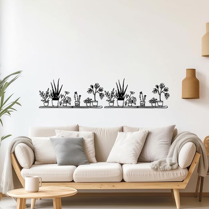 DUOOLN Metal Flowers Wall Art Decor, Minimalism Flower in Vase Hanging Iron Wall Decoration, Modern Plant Potted Wall Art Sculpture Sign, Home Bedroom Bathroom Outdoor Indoor Kitchen Decoration