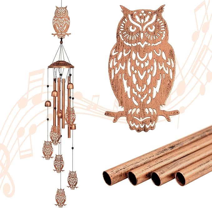 Owl Wind Chimes for Outside,Metal Windchimes,Owl Gifts for Women/Men,Wind Chime Garden Decor Outdoor,Memorial/Housewarming/Birthday/Festival Gifts,Front Yard Decor