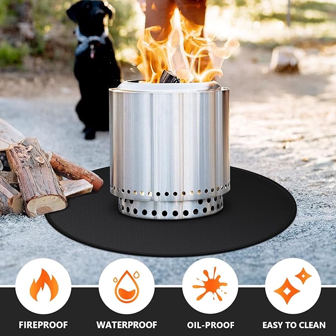 39'' Fire Pit Mat for Solo Stove Bonfire, Double-Sided Fireproof Under Grill Mat Deck Patio Protector Pad, Round BBQ Mat for Solo Stove Accessories, Easy to Clean, Reusable