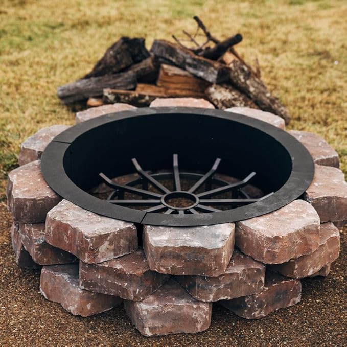 Ash & Ember 46" Outside Dia Steel Fire Pit Liner x 41" Inside - 4 Panel Liner 1.5mm Thick Steel, DIY Above or In-Ground Outdoor Fire Pit, High Temperature Finish, Portable Wood Burning Fire Ring