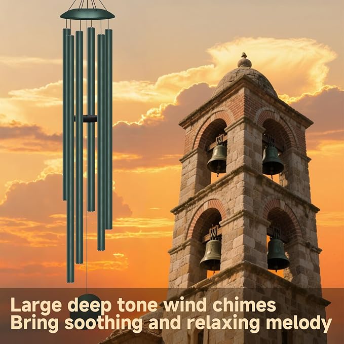 66" Extra Large Wind Chimes for Outside Deep Tone, 6 Thick and Bold Aluminum Tubes Tuned Relaxing Melody Wind Chime, Big Wind Chimes for Garden Patio Decor, Great Gift Idea for Mother's Day (Forest)