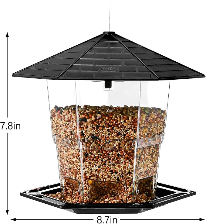 Bird Feeders for Outdoors Hanging Bird Feeder Wild Birds Seed, Black 2 Pack