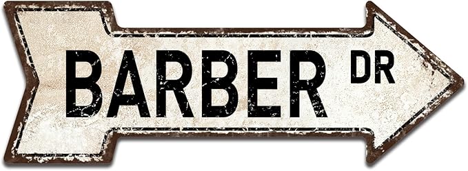 Mukuko Decor Barber Dr Sign, 6" x 18" Arrow Metal Signs Hair Stylist Cut Chair Hairdresser Business Tin Sign Street Aluminum Plaque Decor Vintage Retro Wall Art Poster