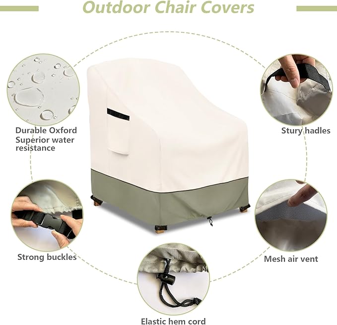 Outdoor Chair Covers 28"W x 30"D x 32"H,600D Heavy Duty Waterproof Patio Chair Cover,Outdoor Furniture Covers for Lawn/Garden Chiar