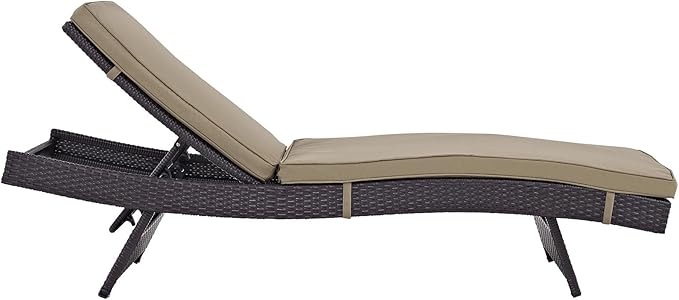 Modway Convene Wicker Rattan Outdoor Patio Chaise Lounge Chair in Espresso Mocha
