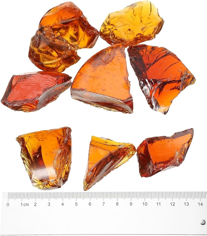 uxcell Fire Glass for Fire Pit, 3-5cm(1-1/5"to 2") High Luster Reflective Glass Rocks for Natural or Propane Fireplace, Safe for Outdoors and Indoors Fire Pit Glass, Brown, 400g/14oz