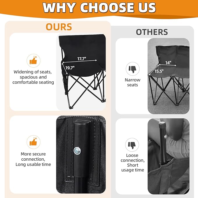 G GOOD GAIN Portable Soccer Bench - Team Bench Soccer 8 Seats with Bag, Sideline Folding Bench, Folded Chair Seating 8 for Football Camp Outdoor Sport Events, Team Chairs for Adults, Black
