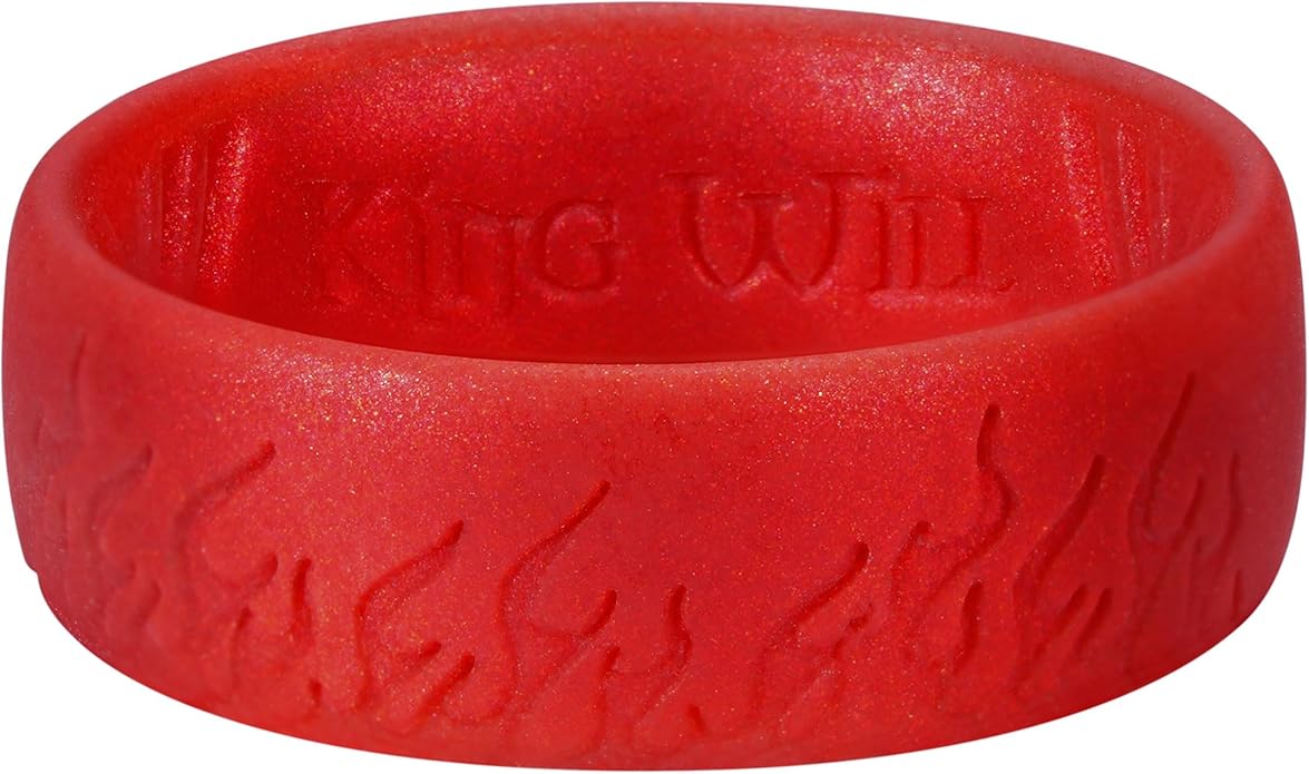 King Will Silicone Ring for Men and Women, 1.8mm Ultra Thick 6.6mm Width, Dome Metallic Style Comfort Fit - Breathable Durable Flexible Wedding Band