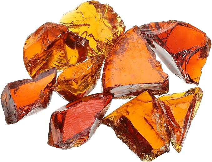 uxcell Fire Glass for Fire Pit, 3-5cm(1-1/5"to 2") High Luster Reflective Glass Rocks for Natural or Propane Fireplace, Safe for Outdoors and Indoors Fire Pit Glass, Brown, 400g/14oz
