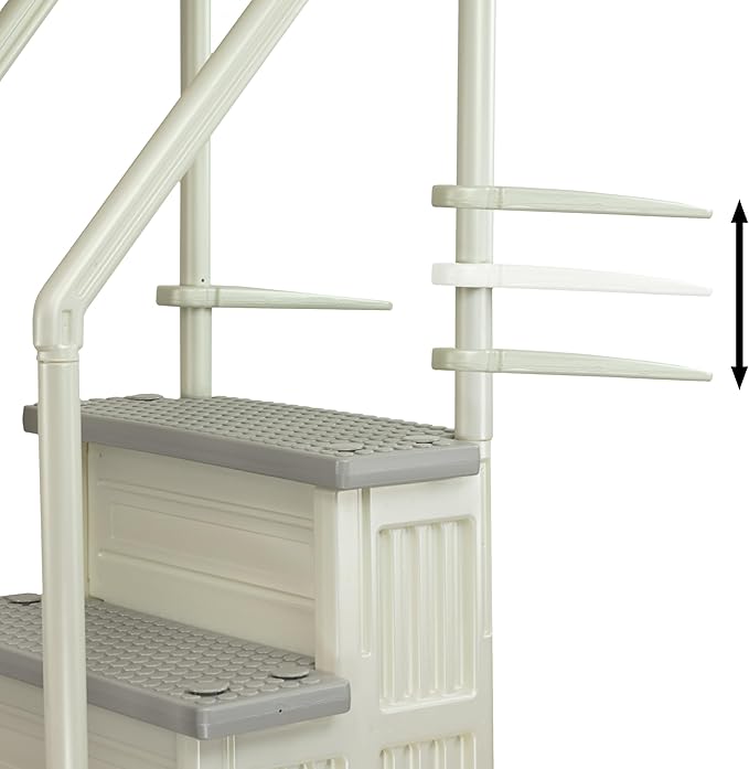 Aqua Select Anti-Slip in-Pool Steps | Pearl White/Cloud Gray Steps | for Above Ground Swimming Pools | Can Mount to Decks 48" to 54" H | Safety Stairs Capacity Up to 350 lbs