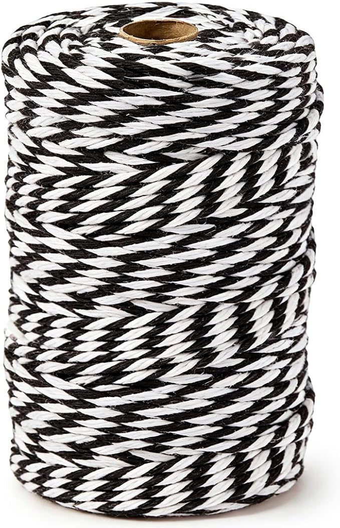 SMART&CASUAL Black and White Cotton Twine, 700 Feet Natural Bakers String for Cooking, Crafts, Gift Wrapping, Butchers, Christmas and Wedding Decor