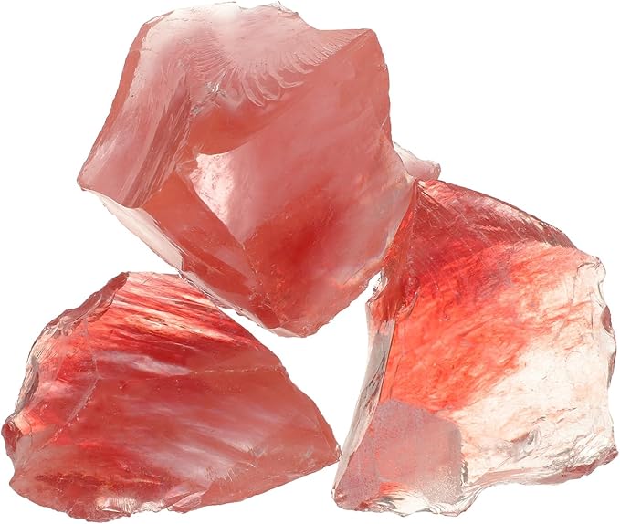 uxcell Fire Glass for Fire Pit, 5-8cm(2"-3.1") High Luster Reflective Glass Rocks for Natural or Propane Fireplace, Safe for Outdoors and Indoors Fire Pit Glass, Pink, 400g/14oz
