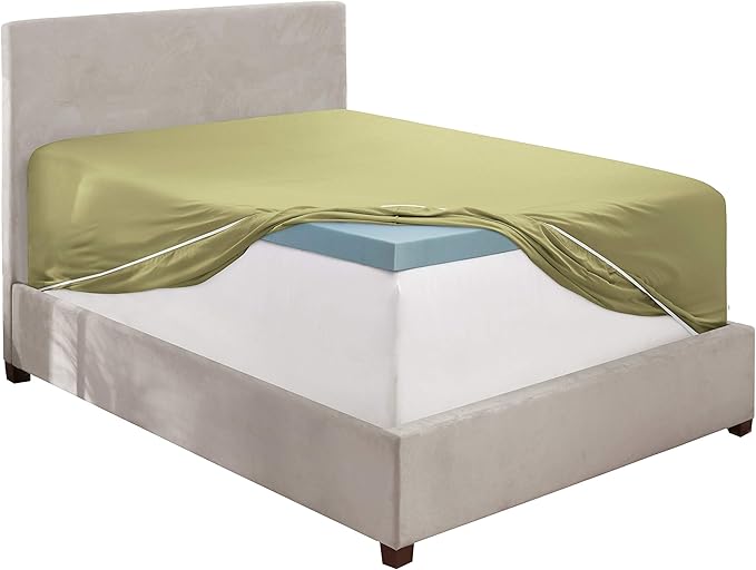 Clara Clark Fitted Sheet, Extra Deep Pocket Fits Deep Mattress, Luxury Soft Fitted Sheet Only, Queen Sage Green