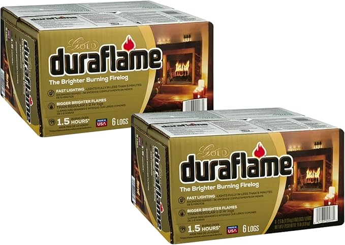 Duraflame Gold 4577 Ultra-Premium Brighter Burning Firelogs, 2 Pack (2.5lb 1.5 Hour Log)