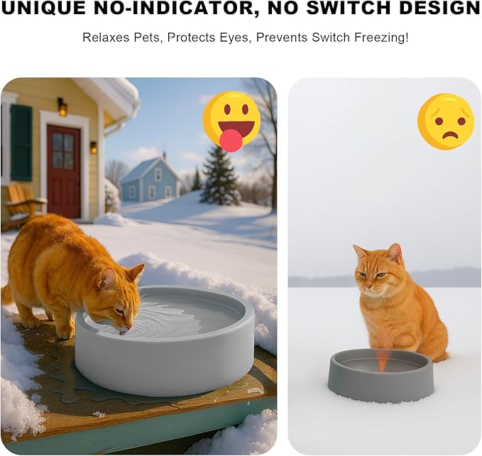 Pet Heated Bowl for Dog,Cat Warming Water Bowl with Chew Resistant Power Cord, Outdoor Waterproof Smart Uniform Heating for Small Animals Bird Chicken Rabbit Duck (108 fl oz, Grey)