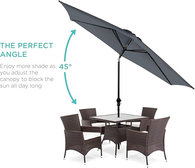 Best Choice Products 10ft Outdoor Steel Polyester Market Patio Umbrella w/Crank, Easy Push Button, Tilt, Table Compatible