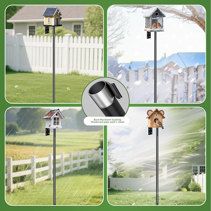 92 Inch Bird Feeder Pole with 9-Prong Base, 2026 New Heavy Duty Bird House Pole for Outdoor Feeders & Birdhouse, BirdFeeding Stand for Decor, Birdwatching & Weather Stations