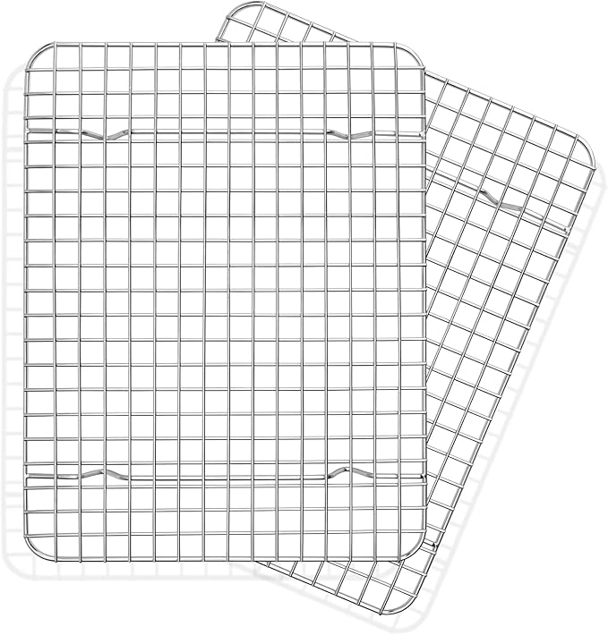 TeamFar Cooling Rack, 2 Pack Stainless Steel Grid Baking Rack for Cooking Roasting Grilling Drying, 11.75’’x 9’’ Small Metal Toaster Oven Rack for Cookies Meat, Non-Toxic & Heavy Duty, Dishwasher Safe