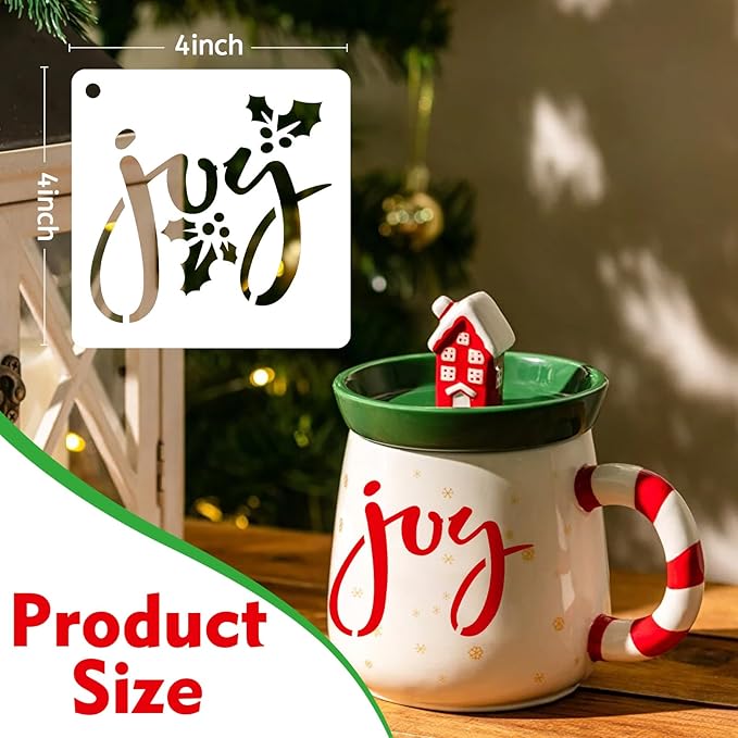 50 PCS Christmas Painting Stencils Reusable Christmas Stencils for Painting on Wood Rocks Canvas Fabric Glass Pottery 4x4 Inch