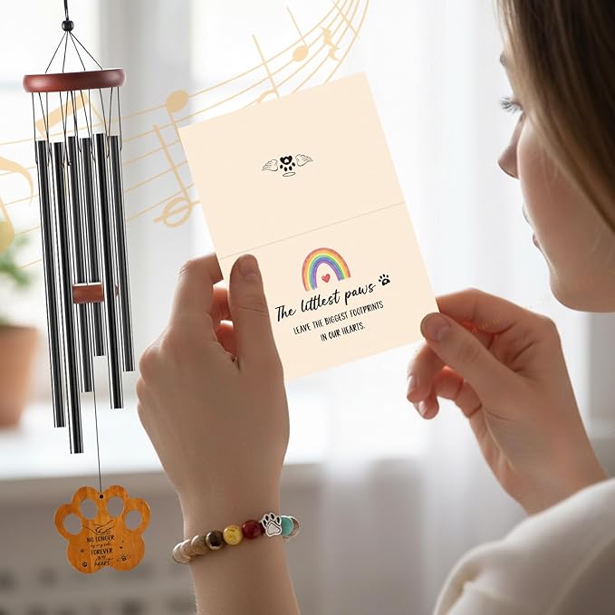 Memorial Gifts for Loss of Dog - Rainbow Bridge Pet Memorial Wind Chimes Pet Sympathy Remembrance Gift for Loss of Dogs in Memory of Dogs Wind Chimes for Outside Garden Patio Condolence