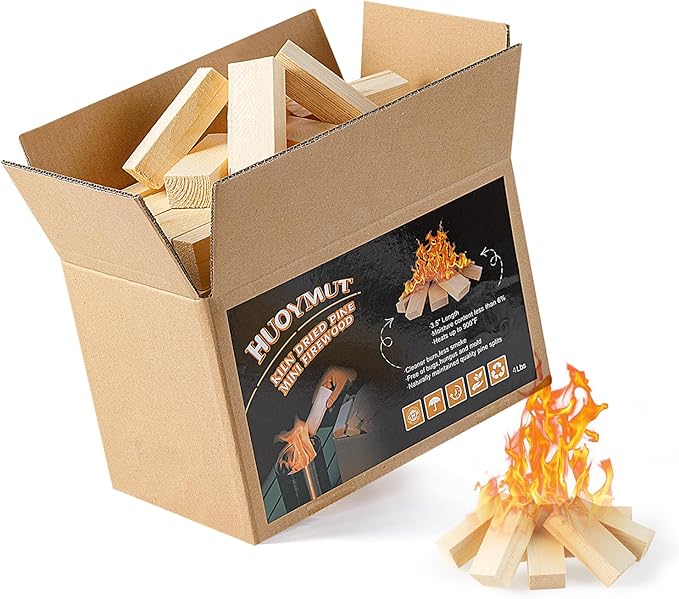 Mini Fire Stick Wood,3.5" Lengths Kiln Dried Pine Small Firewood,Barkless Kindling Fire Logs,Fire Pit Accessories Great for Tabletop Fire Pit,Fireplace,8 Lbs