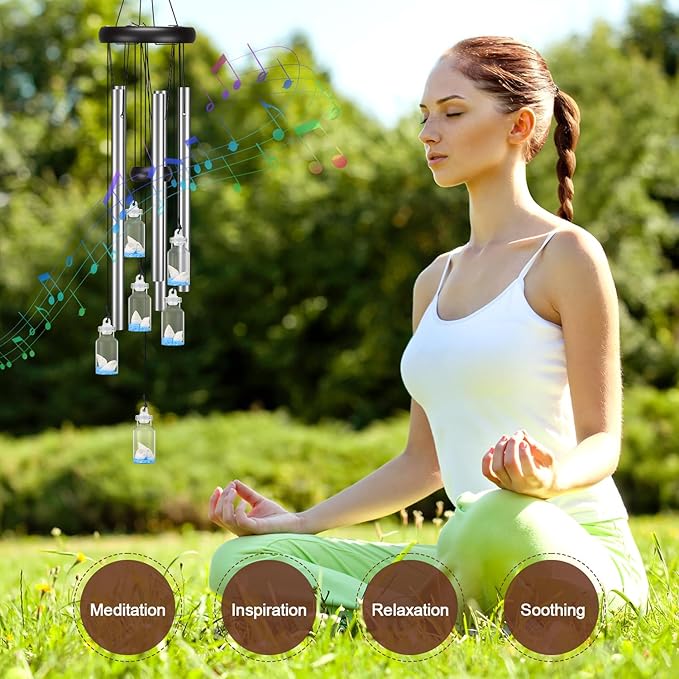 Windchimes Outdoors Clearance, Door Chime Wind Chimes for Outside Sympathy Wind Chimes for Patio Decoration, Garden Decor. Zen Garden Decor(Wishing Bottle)