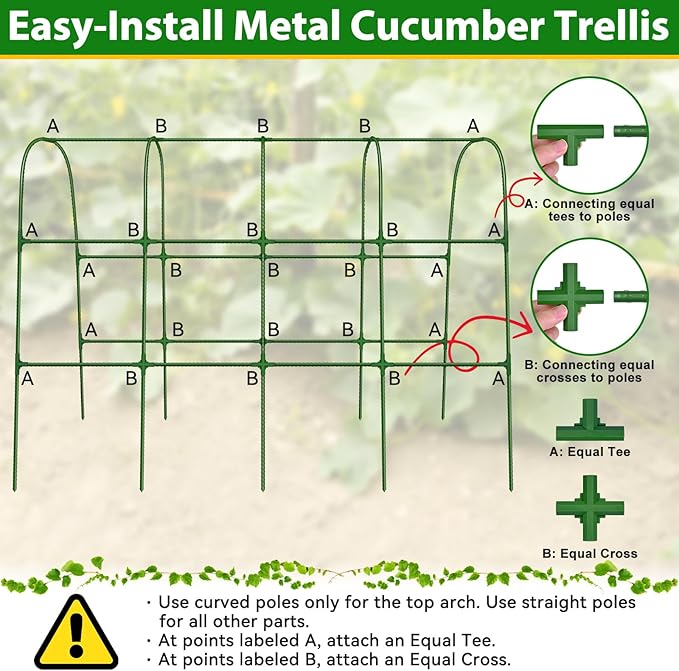 Garden Cucumber Trellis for Climbing Plants Outdoor- 66x48 Inch U-Shaped Cucumber Trellis for Raised Bed, Metal Arch Plant Trellis for Outdoor Vegetable Grape Pea Bean Vine Squash