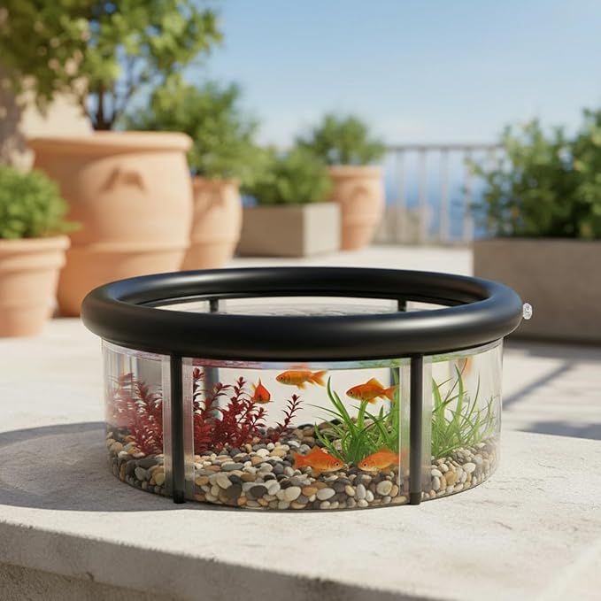 Pop up Pond, 27.6 x 11.81 Inch Pop up Inflatable Pond Kit Outdoor Indoor Aquarium Water Feature Container with Aeration Pump Above Ground Backyard Patio Garden Decoration