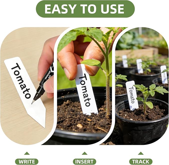 600Pcs Plant Labels with Marker Pen, 4" Plant Tags for Garden Waterproof, Reusable Plastic Plant Markers Garden Labels for Seedlings, Vegetables, Flowers, Gardening Organization Kit