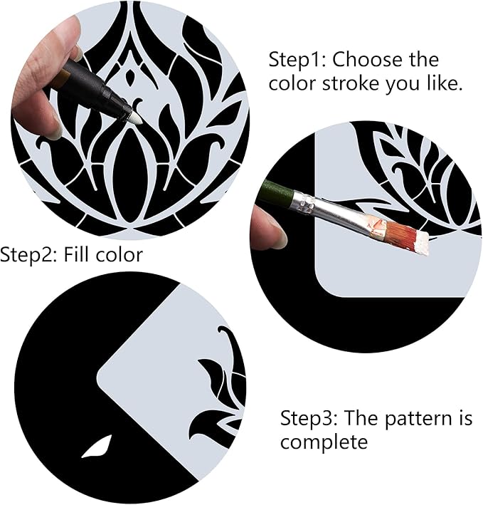 GORGECRAFT 12"X12"Lotus Flower Stencil Mandala Sacred Templates Yoga Reusable Plastic Drawing Painting Stencils Template for Painting on Card Wall Fabric Tile Canvas Crafts DIY Home Decor