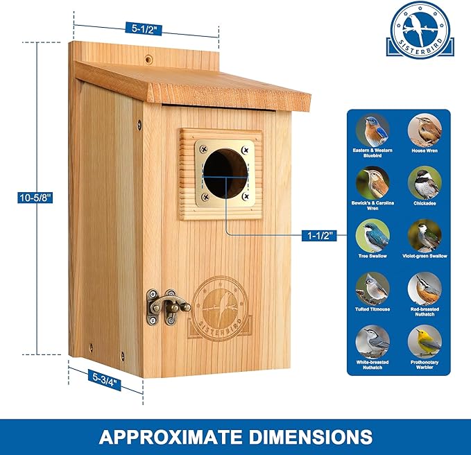 Bird Houses for Outside, Bluebird Houses for Outside, Wooden Birdhouses for Outdoors, Garden Decoration Bird House, Nesting Birdhouse, Bluebird Finch Swallow Wren Chickadee