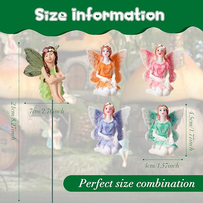 Jetec 10 Pcs Garden Miniatures Fairies Mini Figurine Fairy Accessories Decor for Outdoor Yard Home Decoration(Cute Color)