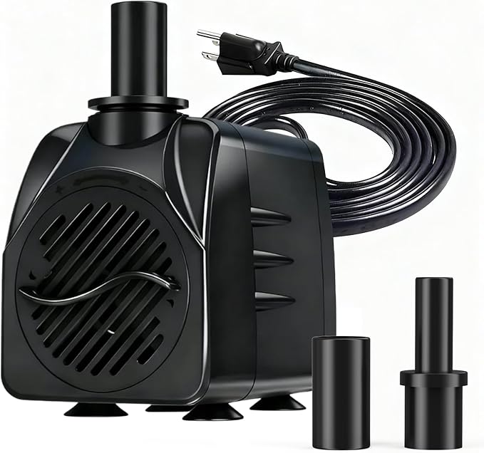 200GPH Submersible Water Pump(750L/H,16W),Ultra Quiet Fountain Pump with 5.2ft. High Lift,Pond Pump for Fish Tank, Pond, Aquarium, Statuary, Hydroponics.