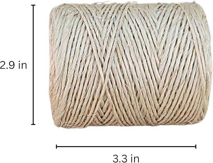 Premium Brazilian Sisal Twine, Natural Fiber 100% Sisal, Heavy-Duty, Ultra Durable, Ideal for DIY Projects, Home Decor, Gardening, Crafting, Gifting, Wrapping (410 ft / 125 m Coil)