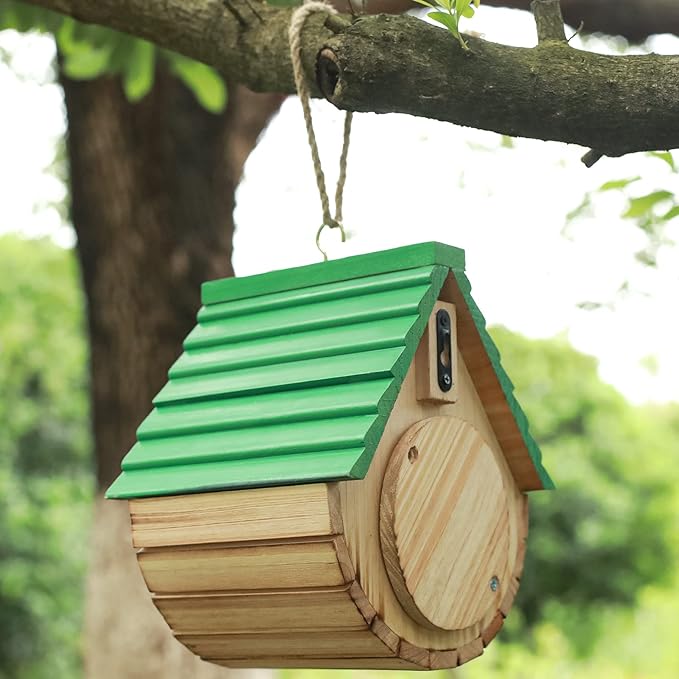 STARSWR Bird House,Outdoor Birdhouse, Wooden Bird Houses for Outside Clearance Bluebird Finch Cardinals Hanging Birdhouse Garden Viewing