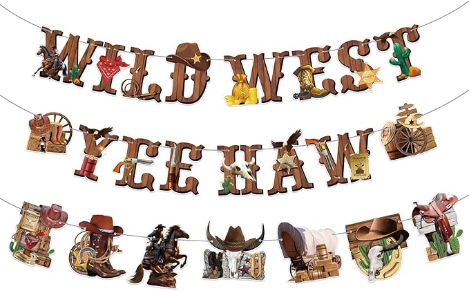 Western Party Decorations West Cowboy Banners Decorations Party Supplies Birthday Decor Decoration for Women Men Baby Shower The West Cow Boys Girls Cowgirl Rodeo