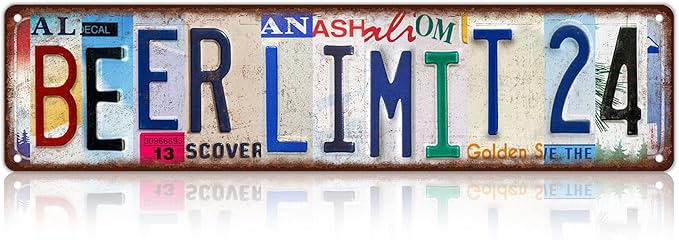 Vintage Beer Limit 24 Metal Tin Signs Street Signs Man Cave Bar Wall Decor 16 x 4 Inches