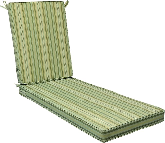 AAAAAcessories Outdoor Chaise Lounge Cushions, Fade-Resistant, Waterproof Patio Furniture Replacement Cushions, 78" x 25" x 3", Mossy Forest Stripe