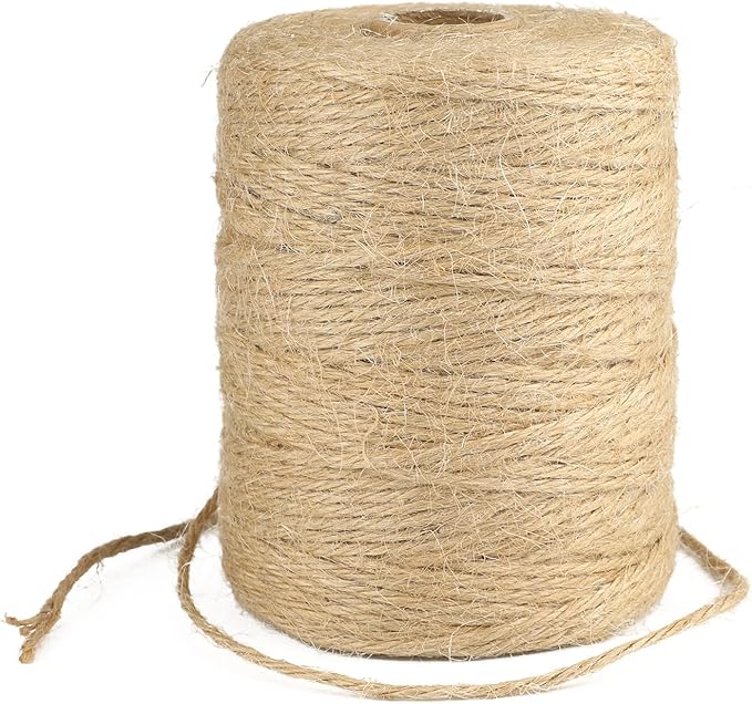 Anwyll 656Feet Twine String - 2MM Thick Brown Natural Jute Twine String Heavy Duty Industrial Packing Materials String for Crafts Gardening Gift Wrapping Balloon Halloween Thanksgiving Christmas Decor