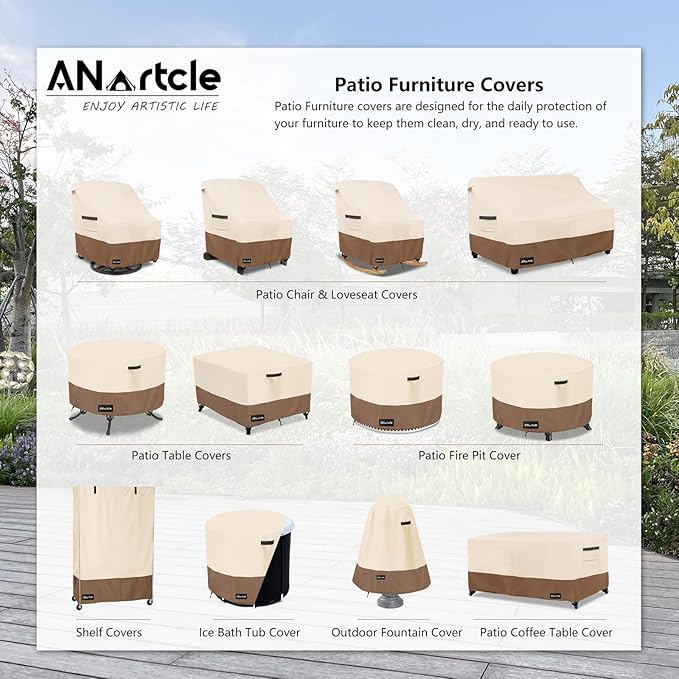 Patio Tall Adirondack Chair Cover(30W x 34D x 45H inches),600D Waterproof Heavy Duty Outdoor Chair Covers,Adirondack Chair Covers,Adirondack Chair Cover for Patio Furniture,Beige&Brown
