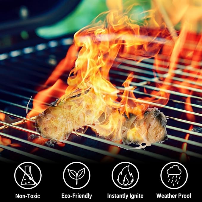 HGD Natural Fire Starters (256 Pcs) - Waterproof & Odorless Charcoal Starters for Fireplace, Campfire, BBQ, Grill, Fire Pit, Wood & Pellet Stove, Chimney, Pizza Oven & Smoker - Indoor & Outdoor Use