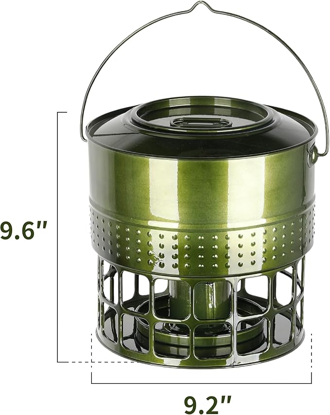 Solution4Patio Bird Feeder, 10LB Powder Coated Metal Wild Birdfeeder with 32 Feeding Stations & Triple Perches, Rust-Proof Hanging Design for Cardinals, Finches and Outdoor Garden Use (Glazed Green)
